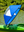 Blue kayak sail mounted on kayak